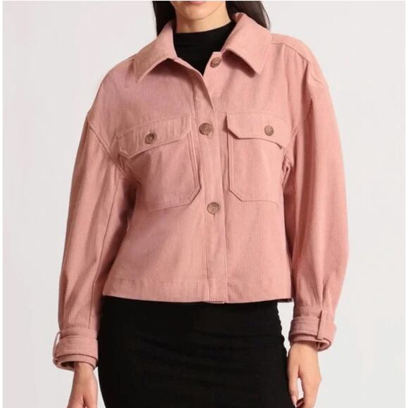 Avec Les Filles x Anthropologie Corduroy Shacket Rose Pink Relaxed Size XL - Picture 2 of 12